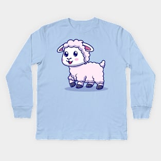 Cute Baby Sheep Walking Cartoon Kids Long Sleeve T-Shirt